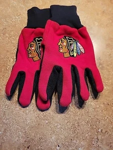 Chicago Blackhawks Colored Palm Utility Gloves With Small Smudge, See Photo - Picture 1 of 5