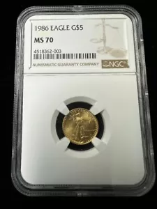 $5 1986 1/10-Oz Tenth-Ounce American Gold Eagle NGC MS70 ~ Better Date ~ MS 70 - Picture 1 of 4