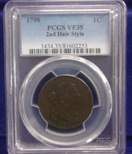 1798 Large Cent 2nd Hair Style PCGS VF 35 - Picture 1 of 4