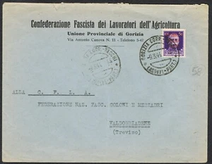 1944 RSI REPUBBLICA SOCIALE ITALIANA BUSTA CON 50 C GORIZIA X VALDOBBIADEN (56) - Imagen 1 de 2