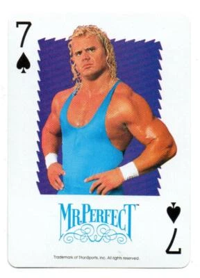Tarjeta de juego de lucha libre profesional Mr Perfect Curt Hennig WWF 1991 Wrester WWE 7 Spades Foto 1 de 3