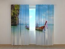 3D Photo Curtain Boat on the beach of Thailand Made to Measure