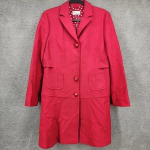 RED Valentino Women's IT 50/ US 14 Red Wool Blend Pea Coat Polka Dot Lining - Picture 1 of 17