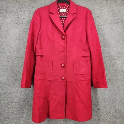 RED Valentino Women's IT 50/ US 14 Red Wool Blend Pea Coat Polka Dot Lining - Image 1 of 4