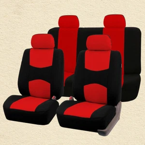 Car Seat Cover Front Rear Seat Protector Rose Red Mat Polyester Fabric Full Set - Picture 1 of 3