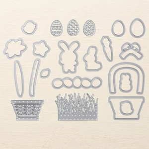 Stampin Up Sizzix Cesto Costruttore Framelits Dies NUOVO Coniglietto Pasqua Uova di Carota - Foto 1 di 1