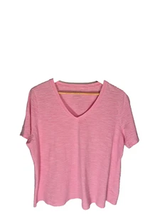 Top Talbots donna taglie forti 2x Porto righe rosa maglietta classica essenziale - Foto 1 di 9