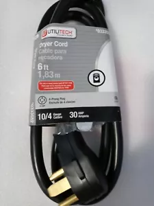 Utilitech 6-ft 4-Prong Black Dryer Appliance Power Cord 0333552 - Picture 1 of 8
