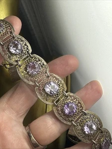 Xaloc 916 amethyst filigree vintage bracelet - Picture 1 of 17
