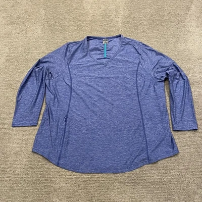 Duluth Trading Shirt Womens 2X Blue Heather V Neck Long Sleeve Performance Zip - Image 1 of 4