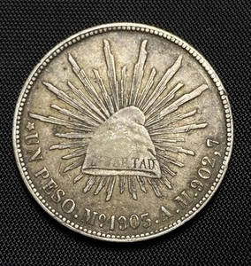 Hermosa moneda cromada de colección baja de colección de 1903 lun AM México un peso Ciudad de México - Imagen 1 de 6