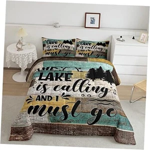 Lake House Comforter Set Rustic Farmhouse Bedding Set Size King Lake House 08 - Picture 1 of 7