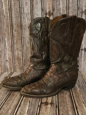 Размер 9,5 D мужской Cowtown коричневый вырез головы Hornback Caiman Western ковбойские сапоги дефект - Изображение 1 из 4