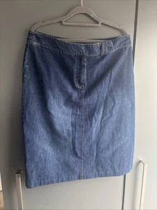 Joie De Vivre Womens Dark Blue Vintage Midi Denim Skirt Size 14 - Picture 1 of 8