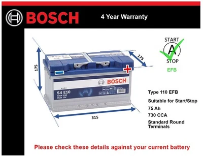 EFB Car Battery fits OPEL ASTRA ZAFIRA MERIVA VECTRA VIVARO Stop Start - Image 1 of 4
