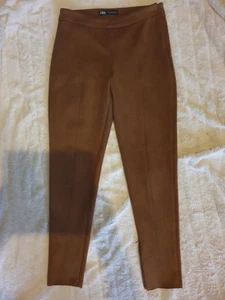 Zara Women's Suedette Side Zip Skinny Trousers , Size 10 - Picture 1 of 4