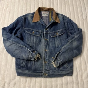 Vtg 70s Lee Storm Rider Denim Jacket 42R Blanket Lined Corduroy Collar Made USA - Picture 1 of 21