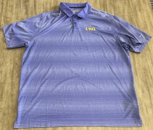 Nike LSU Tigers Polo Shirt Men's 2XL Short Sleeve Golf Performance Stripe Purple - Picture 1 of 11