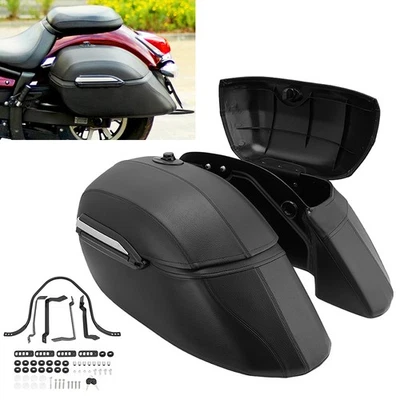 Hard Bags Saddlebags & Heavy Duty Mounting Kit Fit For Honda Suzuki Yamaha - Image 1 of 4