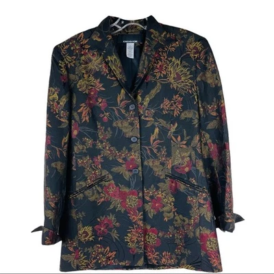 Jones NY Negro Rojo Floral Brocado Ligero Botón Blazer 6 Foto 1 de 4