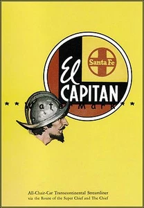 Santa Fe Railroad 1948 El Capitan Streamliner Train Vintage Poster Print Art  - Picture 1 of 4