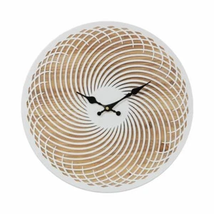 LARGE MODERN 40CM LASER CUT WOOD / METAL SPIRAL WALL CLOCK. NEW.WOODEN - Picture 1 of 1