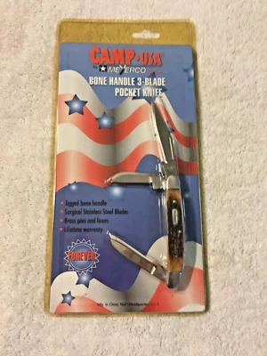 Navaja de bolsillo Meyerco mango hueso 3 hojas nueva en embalaje #MBC-AMPCSC Foto 1 de 2