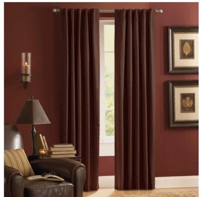 Style Selections 84" Reberta  Mocha Rod Pocket Thermal Blackout Curtain Panel - Image 1 of 4
