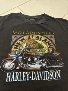 Camiseta Harley Davidson Nueva Zelanda Kiwi Bird Desteñida Negra XL De Colección 1992 - Imagen 1 de 9