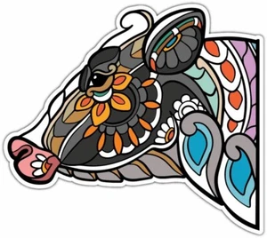 Colorful Cow Mandala Bull Farm Animal Car Bumper Window Sticker Decal 4.6" - Picture 1 of 1
