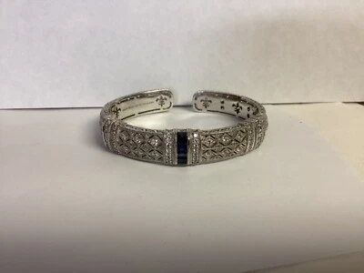Brazalete Judith Ripka Zafiro Azul Esterlina Diamonique Pia 6.2 " #8332 Foto 1 de 4