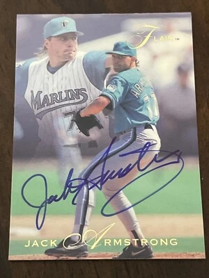 JACK ARMSTRONG Signed 1993 Fleer Flair Baseball Card #46 Reds FL Marlins AUTO - Image 1 of 2