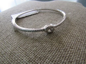 COACH Silver plated Hinged Bangle Bracelet Cuff Single Crystal & Pave - Picture 1 of 4