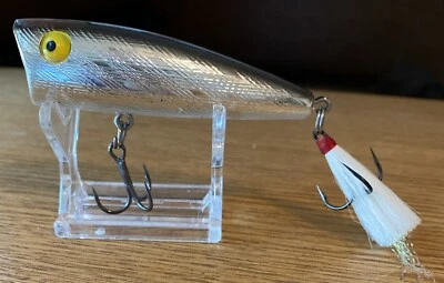 Vintage Rebel P70 Pop-R Topwater Popper Lure • 3 1/8” Knocker • Chrome/Blk Back - Image 1 of 4