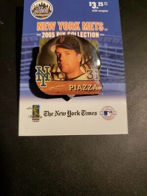 RARE NEW YORK MET MIKE PIAZZA PIN ISSUED BY NEW YORK TIMES - Image 1 of 3