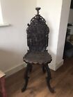 Ornately Carved 19Th Century Antique Black Forest Armorial Hall Chair, A/F