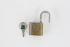 Vintage 50s Slaymaker Cylinder Brass Steel Pad Lock with Key USA Gold