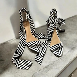 I.N.C, Woman, Sandals heels,Black-White, striped, Size 6 1/2,Tie up.! - Bild 1 von 10