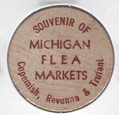 MICHIGAN MERCADILLOS, Copemish, Revenna & Trufant, recuerdo madera níquel Foto 1 de 2