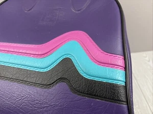 Vintage Don Carter Vinyl Bowling Ball Bag Pink Purple White Purse Chevron - Picture 1 of 11