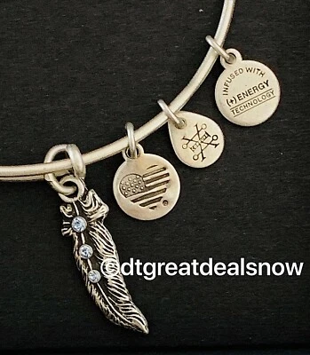 NUEVO Brazalete Alex & Ani Feather II Alambre Expandible, Plata Rafaeliana  Foto 1 de 4