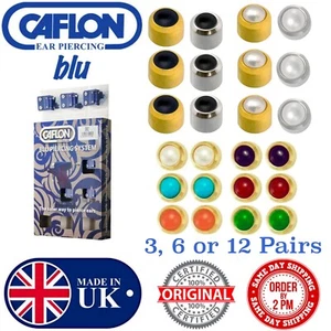 CAFLON 3, 6 or 12 CABOCHON BEZEL SETS EAR PIERCING STUD EARRINGS - Picture 1 of 31