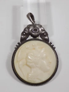Vintage Jugendstil Anhänger Medaillon Portrait 800er Silber Antikschmuck Floral - Picture 1 of 10