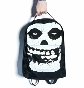 ZAINO BORSA SCUOLA RARA PUNK ROCK NERO MISFITS SKULL IRON FIST - Foto 1 di 4