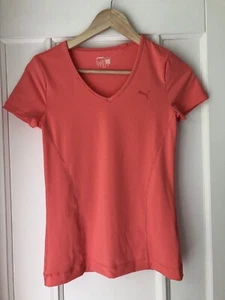 Puma Womens Coral V-neck Dry Cell T-shirt Size 10 - Picture 1 of 6