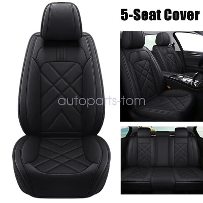 For Toyota Corolla Full Surround Set 5-Sits Front Rear Leather Seat Covers Black - Image 1 of 4