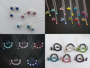 Luxury Shamballa disco ball set 4 or 5 pieces, necklace with pendant and earrings - Picture 1 of 53