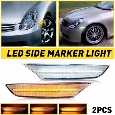 For 2003-2006 Infiniti G35 Sedan Sequential LED Side Marker Lights Flowing Amber - Image 1 of 4