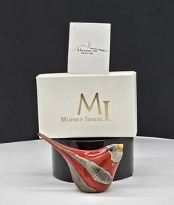 Figura de cristal artístico de Murano pájaro cantor rojo Lucky Lido hecha a mano soplada 1566 - Imagen 1 de 7