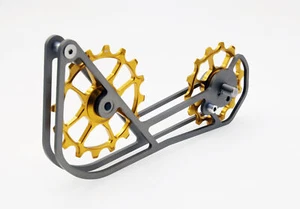SwishTi Gravel CX Cycling Oversized Pulley Titanium Cage for GRX810/RX800 Gold - Picture 1 of 9
